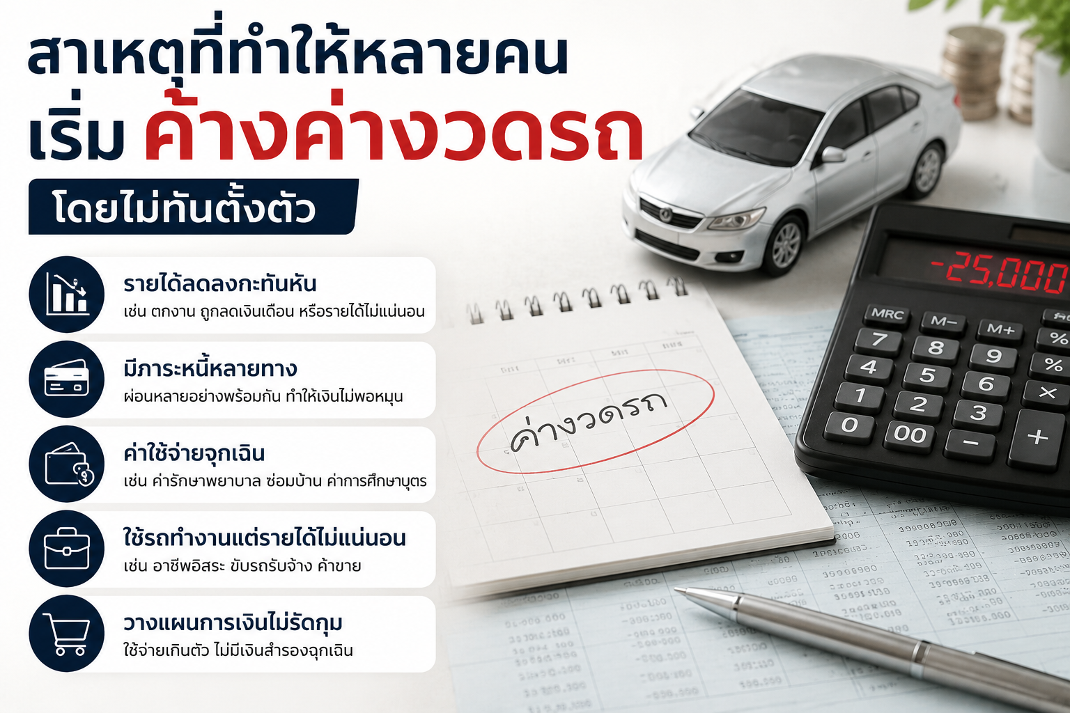 สาเหตุที่ค้างค่างวดรถ